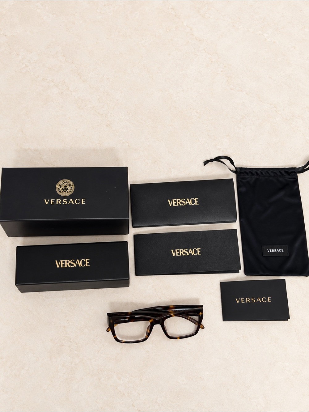 Authentic Versace VE3374U 5509 Havana Eyeglasses 53-17-140 Complete Box Case Set